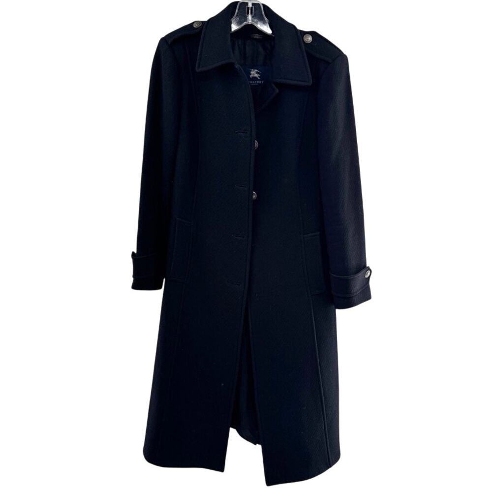 Vtg Burberry London Pamela Wool Long Overcoat Sz 8 Black Long Luxury *Flaws